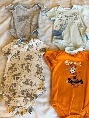 Disney Baby One-Piece Bodysuits - Orange, Light Blue, Gray, Heather